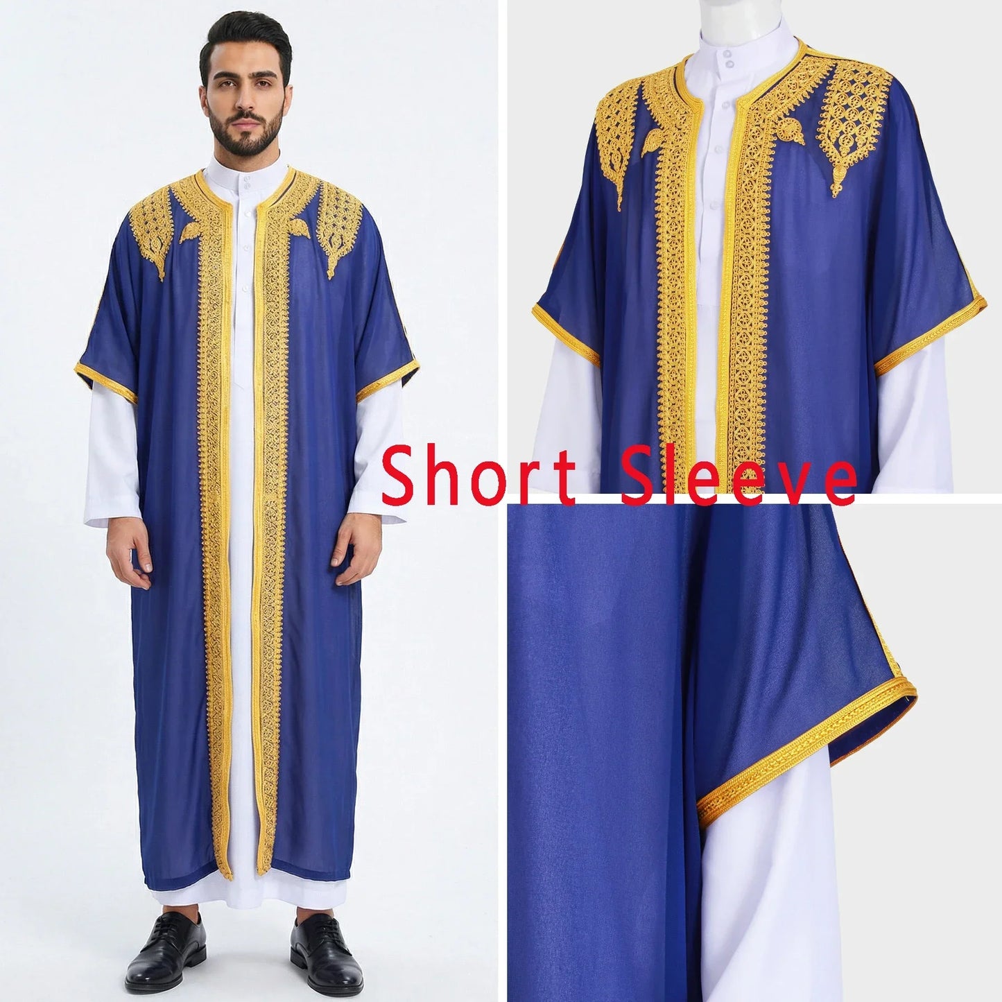 Robe traditionnelle arabe pour hommes, Robe brodée Thobe, ethnique du moyen-orient, Jubba Thobes Eid Djellaba, Kimono Abaya Thoub Dishdasha