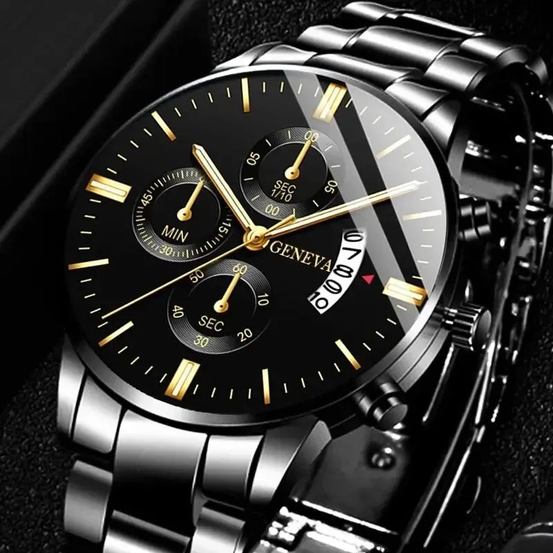 Men's Fashion Stainless Steel Watch Luxury Calendar Quartz Wristwatch Men's Business Watches for Men Clock Men's Watch