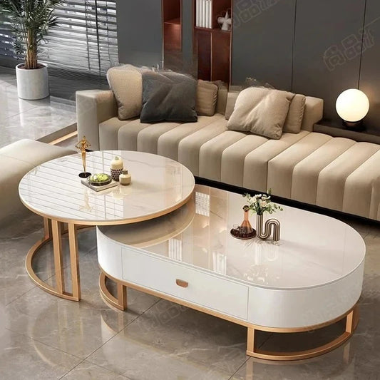 Luxury Extendable Round Modern Coffee Tables Minimalist Premium Design Book Furniture Mesa De Centro De Sala