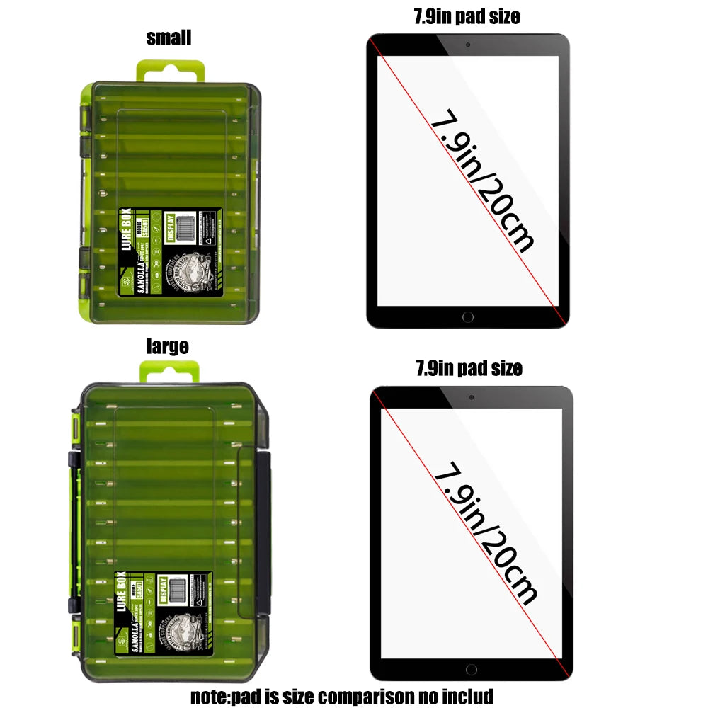SAMOLLA Boîte à matériel compacte double face – Pêche simplifiée avec un organisateur durable et polyvalent pour leurres, hameçons, appâts