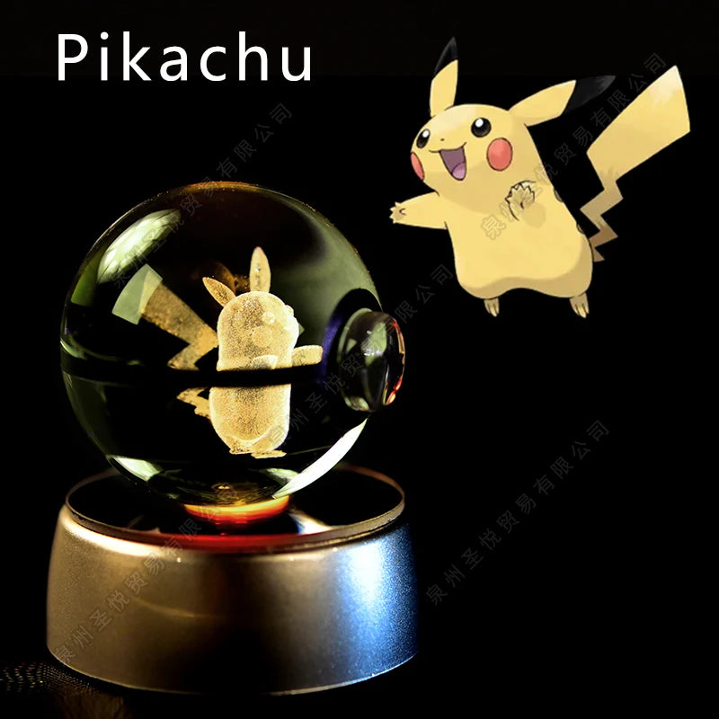 Boule de cristal 3D veilleuse — lampe en verre, statue, cadeau d'anniversaire pour enfants