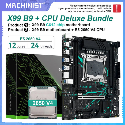 Carte mère MACHINIST X99 B9 LGA2011-3, kit Xeon E5 2650 V4, processeur compatible DDR4 RAM M.2 NVME SATA M-ATX pour ordinateur de jeu