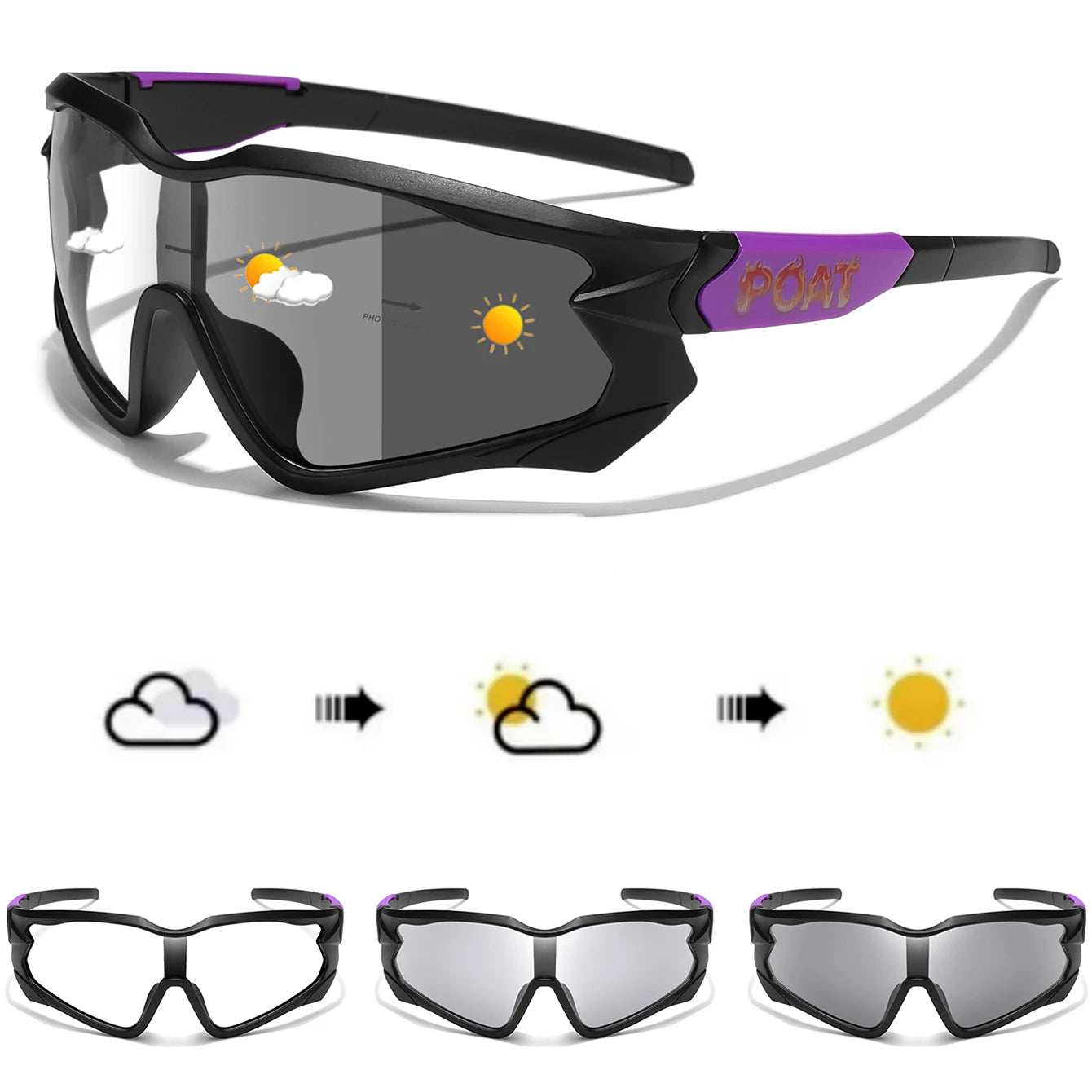 POAT tout nouveau Style lunettes de soleil photochromiques sport hommes femmes vtt vélo lunettes de vélo cyclisme pêche lunettes de course