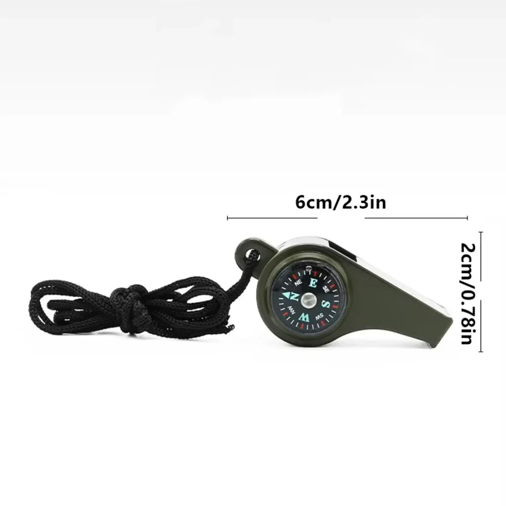 Thermomètre à sifflet boussole trois en un, multifonctionnel, Portable, léger, silencieux, Camping en plein air, randonnée, outil de sauvetage