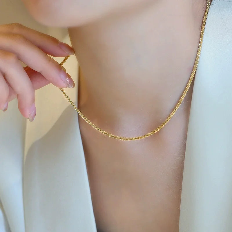 Gargantilla de cadena de clavícula brillante para mujer, color plata popular, joyería fina, regalo de fiesta de boda, nueva colección