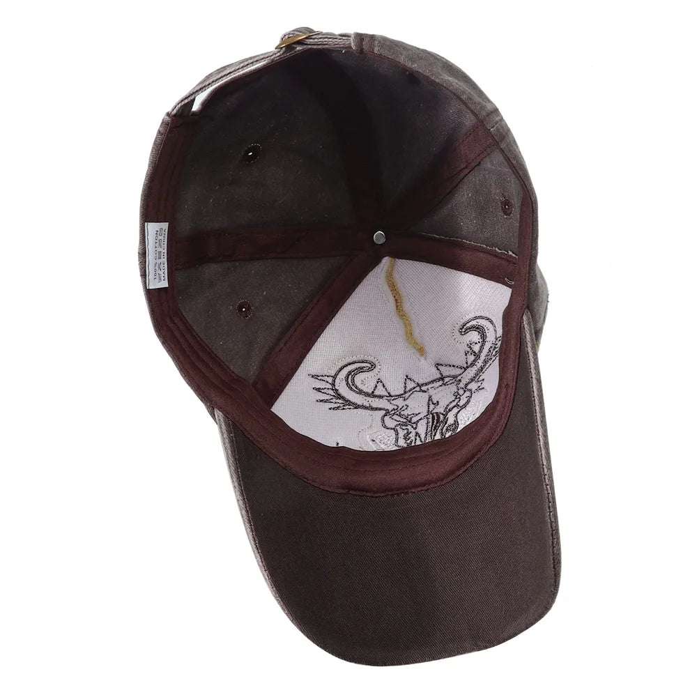 Gorra de béisbol de mezclilla lavada para hombres y mujeres, estilo Hip Hop Vintage con bordado de cabeza de toro, Y2k Snapback, gorras de papá, nueva colección 2023
