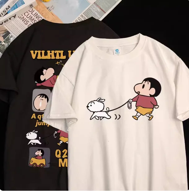 T-shirt décontracté oversize imprimé 100% coton — dessin animé, été 2026, adultes, enfants, Y2K