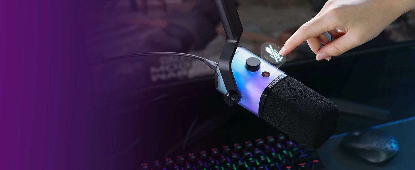 MAONO PD100X – Microphone gaming dynamique USB/XLR avec LED RGB, EQ et bouton muet pour PC et PS4/5