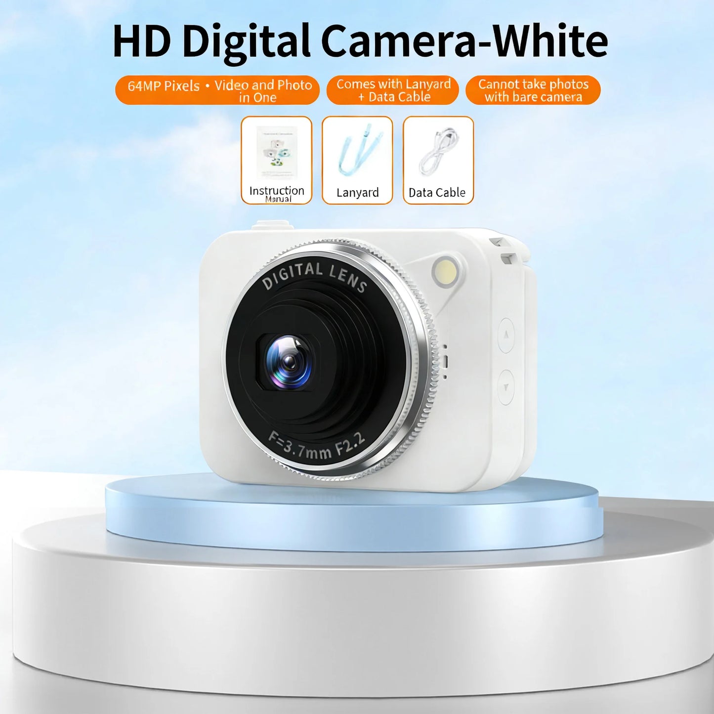 Lenovo 4K HD 180° Pixel Camera Compact Handheld CCD Video Camera for Vlogging, Ideal for Students, Perfect for Selfies, An Ideal Gift