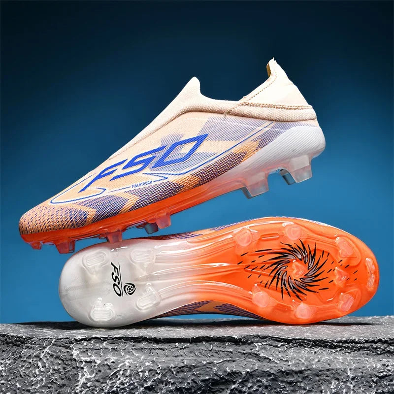 qztzx Chaussures de Football FG Homme Cuir Verni Montantes — Crampons Longs, Professionnel EU 31–48