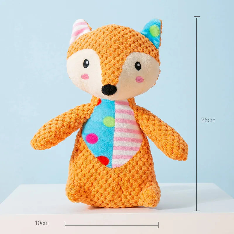 Jouet en peluche pour chien, mignon renard, éléphant, résistant aux morsures, interactif, grinçant, jouet à mâcher, nettoyage des dents de chien, poupée sonore, jouet à mâcher