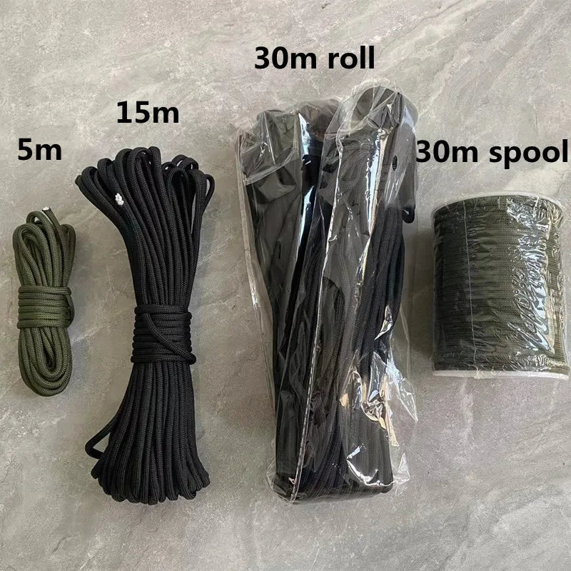 Paracorde 550 à 7 cœurs, 5M/15M/30M, 4mm, cordon de Parachute, kit de corde de survie pour Camping en plein air, parapluie, tente, lanière, corde à linge