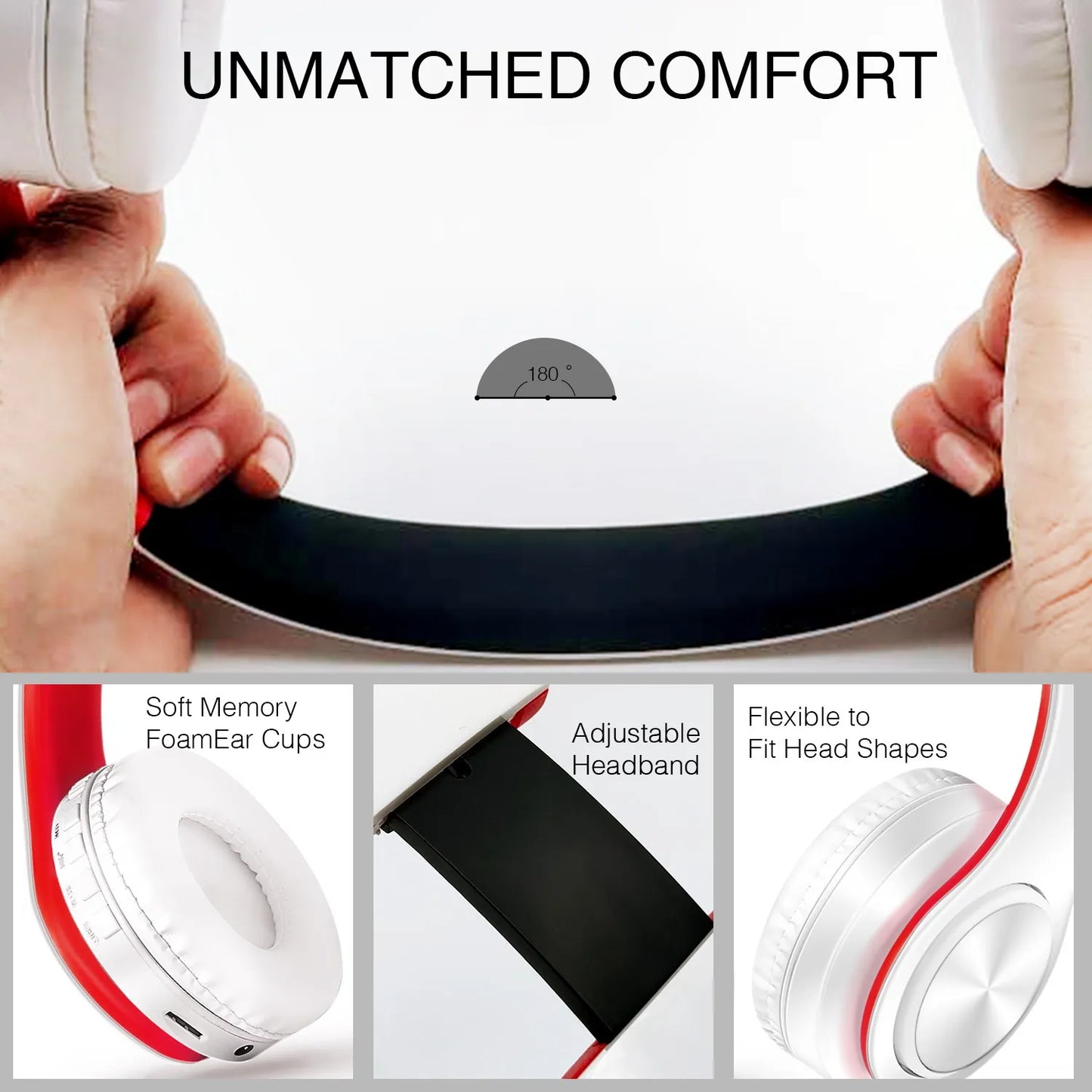 Casque Bluetooth sans fil pliable stéréo avec microphone – Sport et mains libres pour MP3 et smartphone
