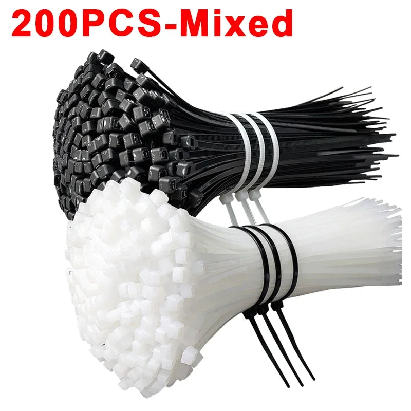 Self-locking Adjustable Nylon Cable Ties, Fastening Buckle, Reusable Plastic Metal Ties for Office and Home