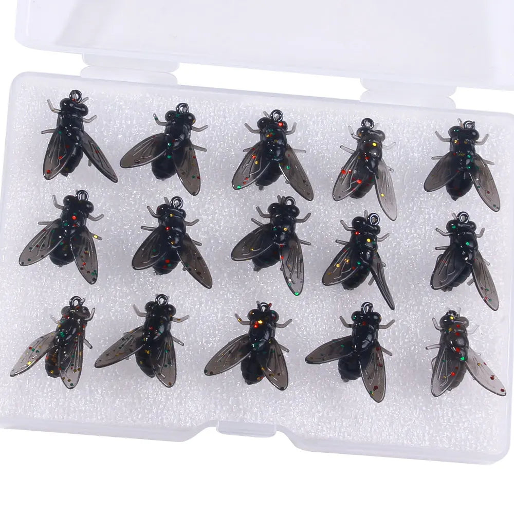Boîte kit leurre de pêche — appât souple, mouches, insectes, petit poisson, leurres artificiels, brochet, carpe, bar
