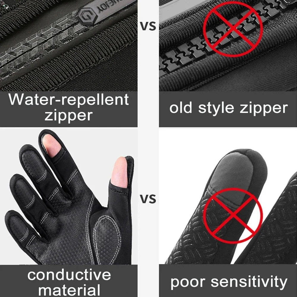 Gants de pêche imperméables d'hiver, 2 doigts, coupe-vent, pour femmes et hommes, Protection chaude en velours, gants de pêche au poisson