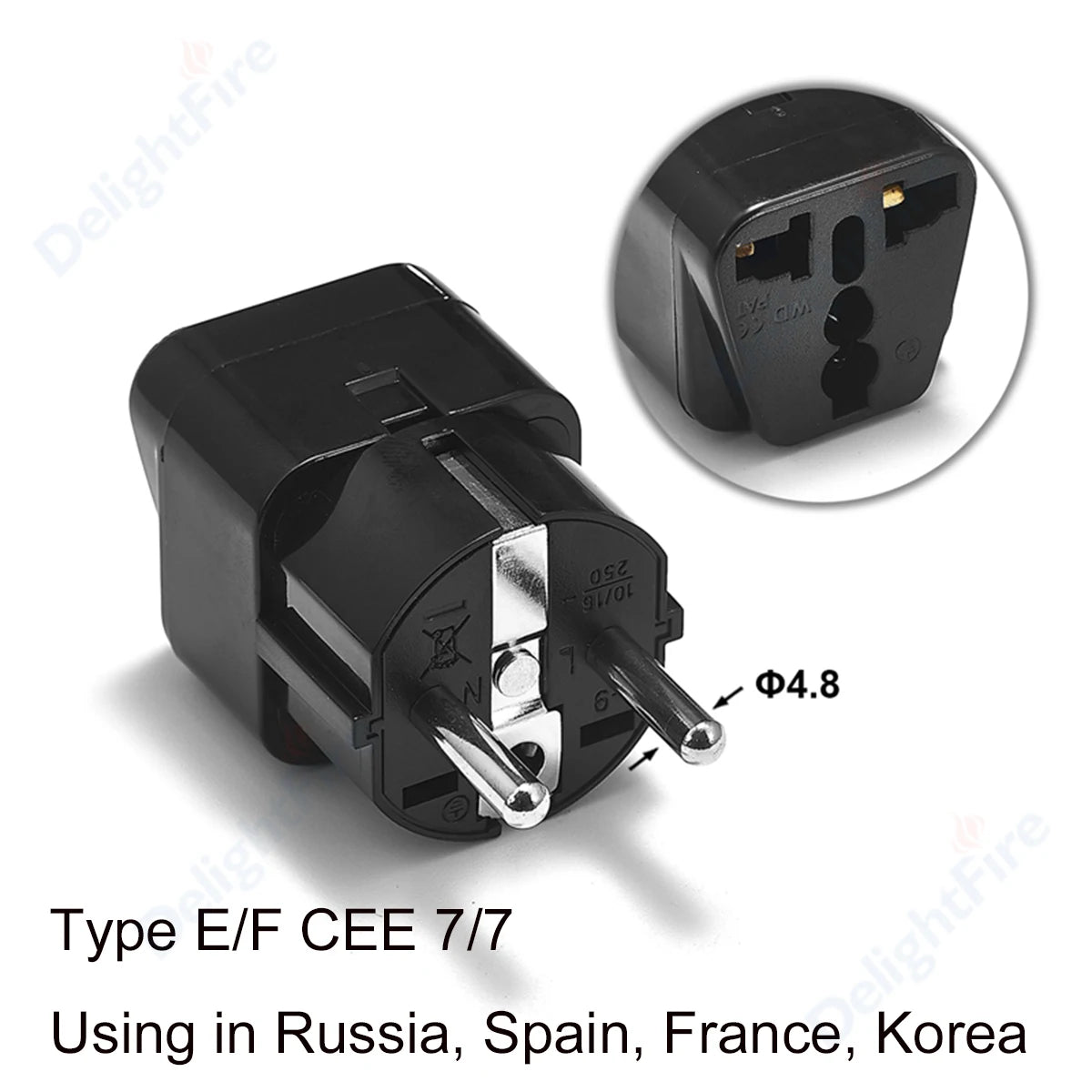 Universal Multi-function KR AU UK US to EU Power Plug Adapter Type E/F France Spain Travel AC Adapter Socket
