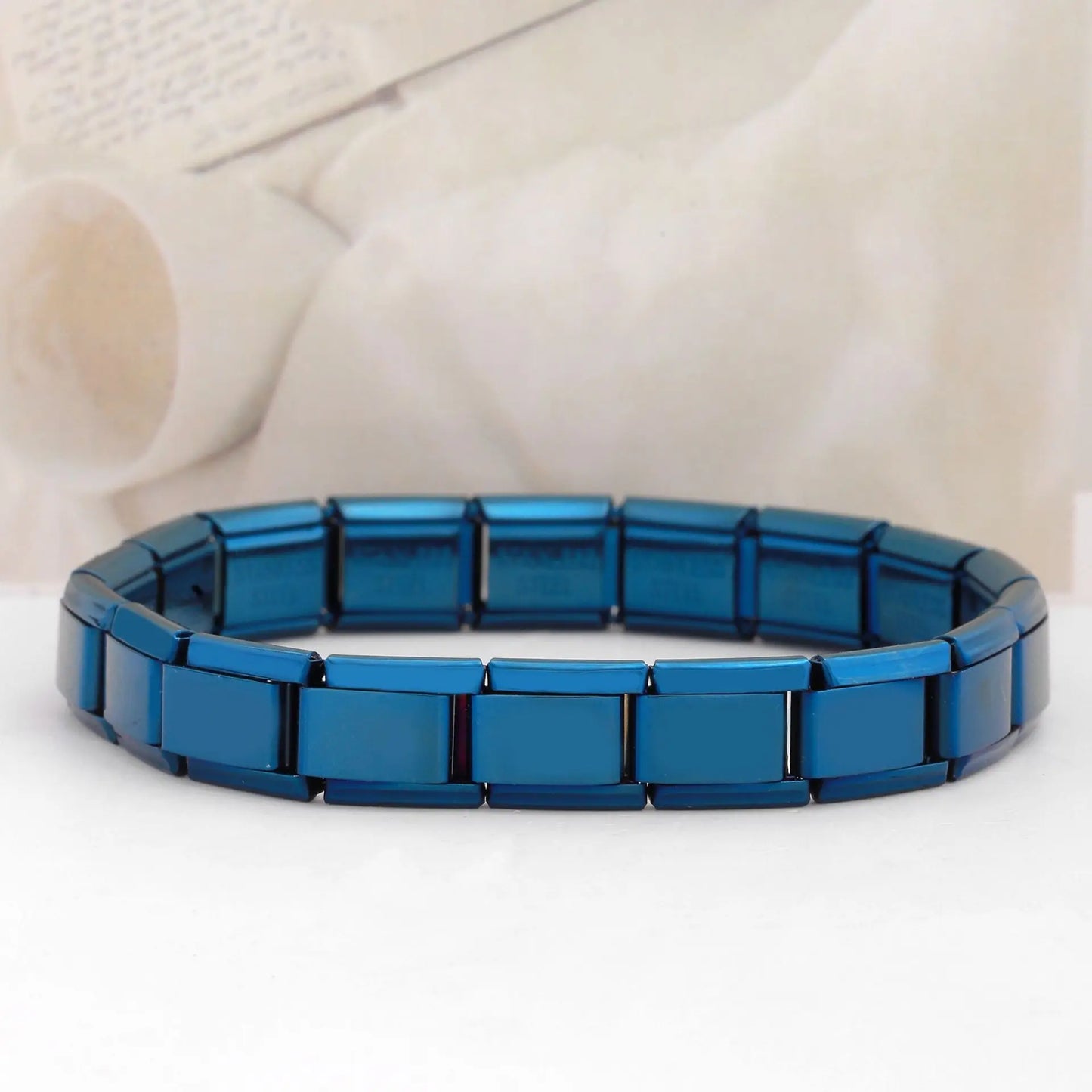 Stainless Steel Square Bracelets for Women and Men, Italian HipHop Metal Stretch Modules, Gift, Birthday Party Jewelry, Trendy
