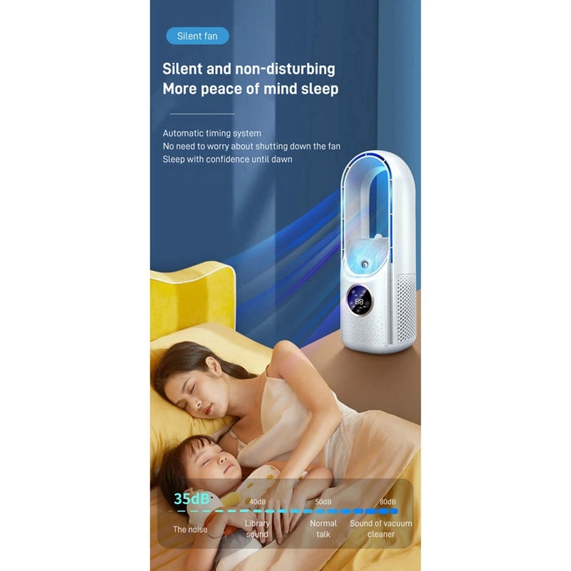 Refroidisseur d'air USB portable sans feuilles, ventilateur électrique, 6 vitesses, minuterie silencieuse, climatiseur, ventilateur de refroidissement, humidificateur, ventilateur de conditionnement