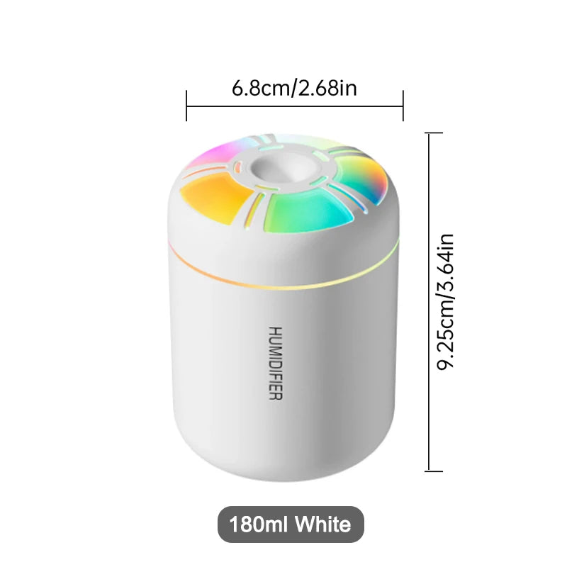 Humidificateur ultrasonique 5V USB 180ml, brumisateur, diffuseur d'arôme de voiture, purificateur d'huile essentielle avec lampe d'ambiance RGB, bricolage, plus frais d'air