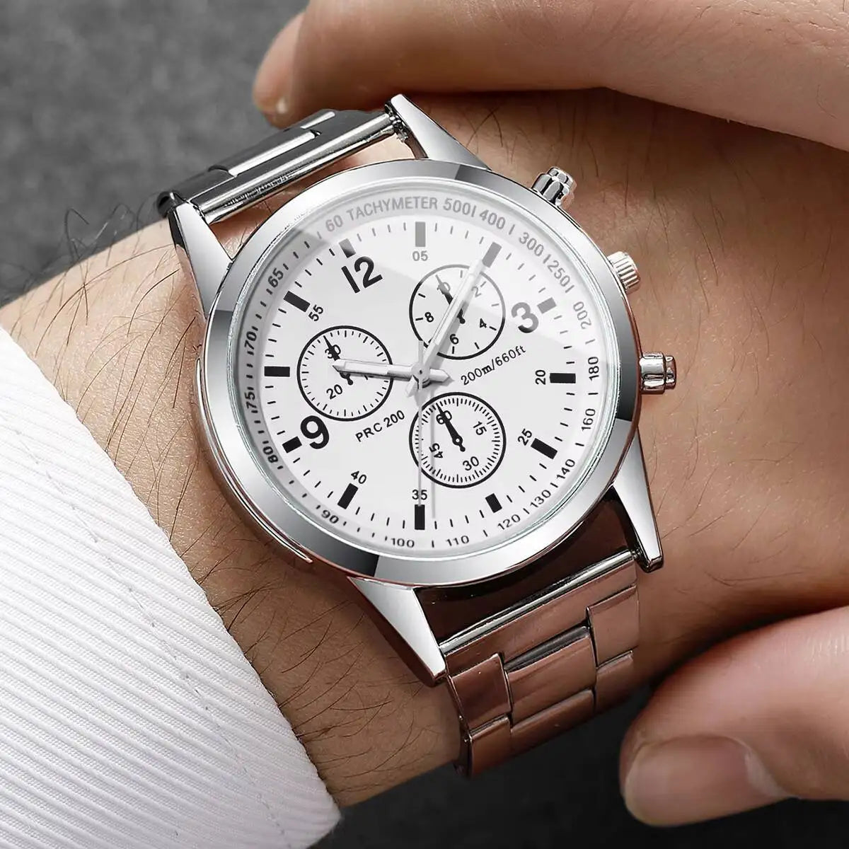 Reloj de cuarzo para hombre, de negocios, con correa de acero inoxidable