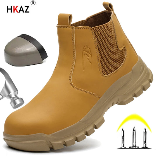 Botas de trabajo de seguridad impermeables para hombre, con puntera de acero, antiimpactos y antipunción, botas tácticas de senderismo para aventura al aire libre