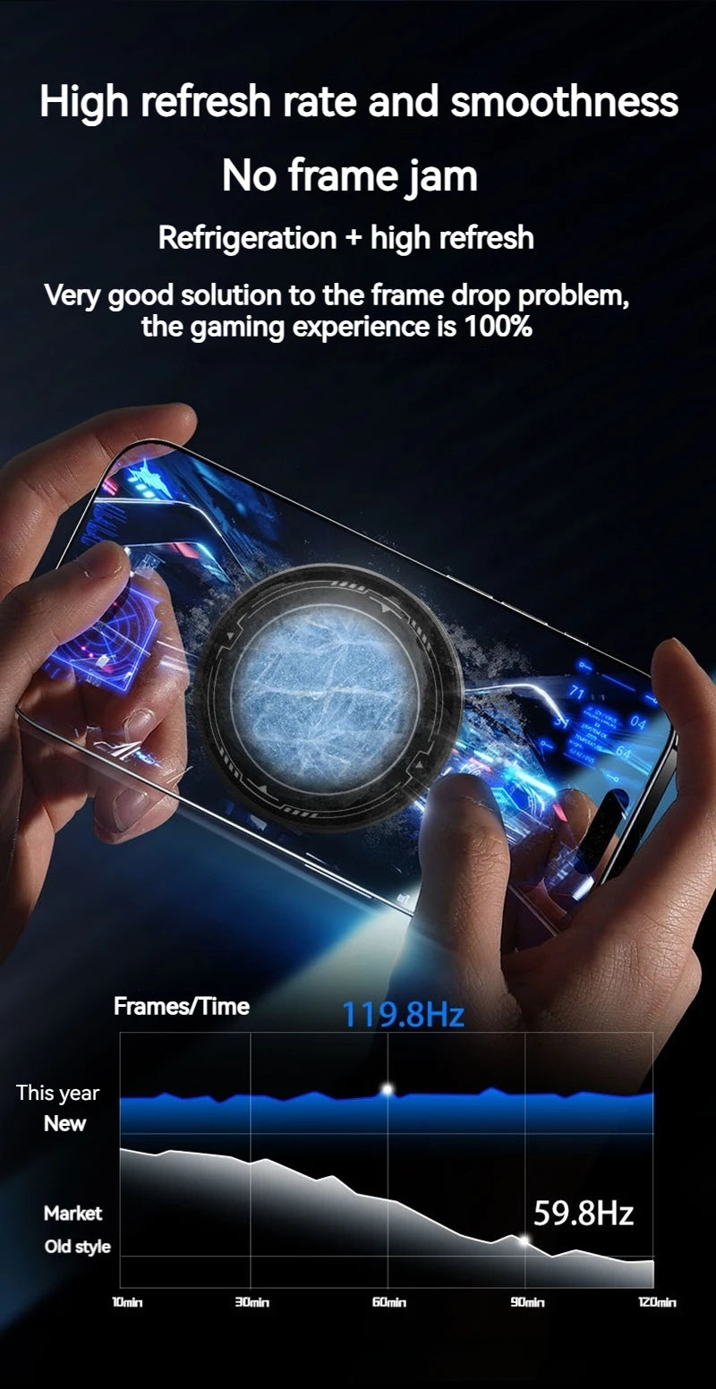 Refroidisseur de téléphone universel pour le jeu, ventilateur de refroidissement semi-conducteur magnétique avec écran numérique et lumières RVB