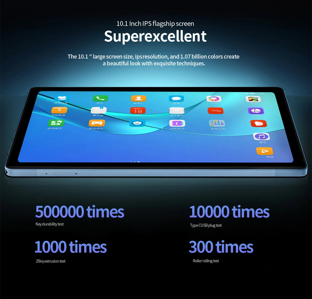 Tablette 4G 10,1 pouces Android Octa Core — 8 Go RAM, 256 Go, WiFi 5G, double SIM, écran HD
