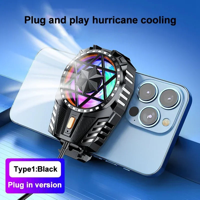 Refroidisseur Téléphone Clip Arrière — 3 Vitesses LED RGB iOS & Android