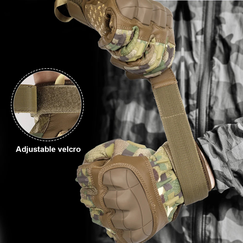 Gants de cyclisme en cuir PU pour écran tactile, tactique Airsoft, chasse, tir, randonnée, vélo, Sport de plein air, équitation, protection pour hommes