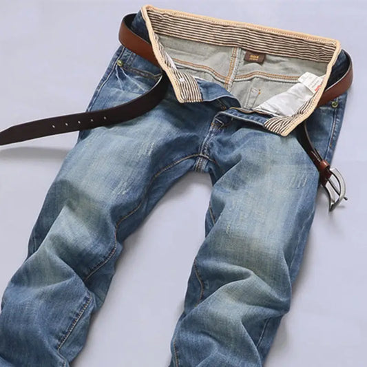 Autumn Winter Vintage Loose Casual Jeans Men's Trendy Fashion Hole All-Match Straight Denim Pants Male Trousers Men's Clothing