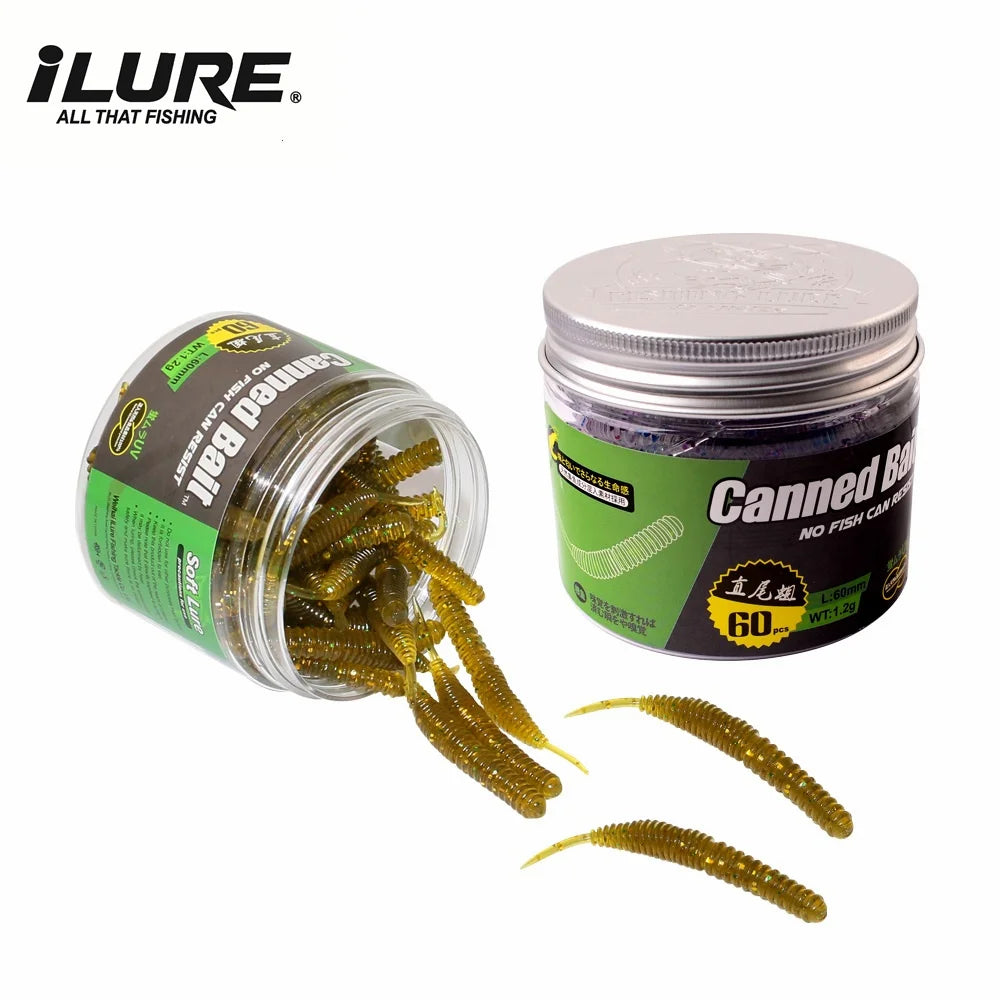 60 pièces 1.2g 6cm leurre de pêche Mini ver souple crevette Jerkbait poisson océan roche leurre bar odeur de poisson souple Swimbait appât souple Pesca