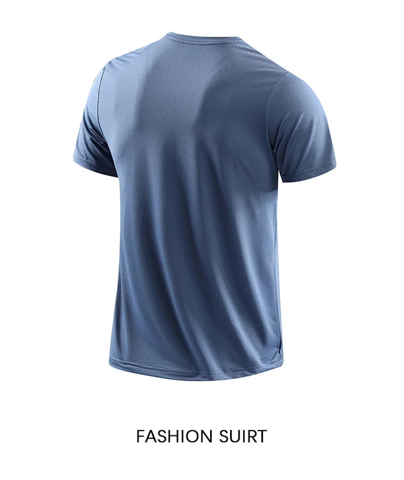 CHRLCK hommes course séchage rapide T-shirts respirant randonnée pêche T-shirts élasticité douce Sports de plein air chemise courte été