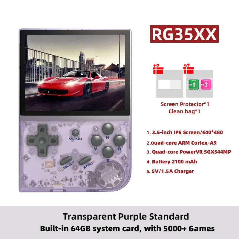 Console de jeu rétro portable — écran IPS 3,5", Linux, WiFi, Bluetooth, HDMI, 5000+ jeux, 64 Go