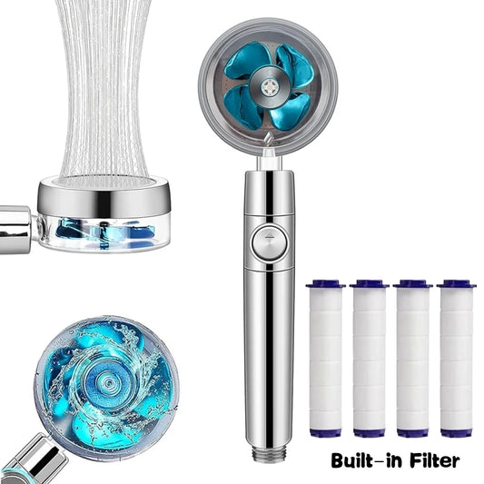 Pommeau de douche avec ventilateur Turbo, Rotation à 360 degrés, haute pression, économie d'eau, Spray réglable, filtres, accessoires de salle de bains