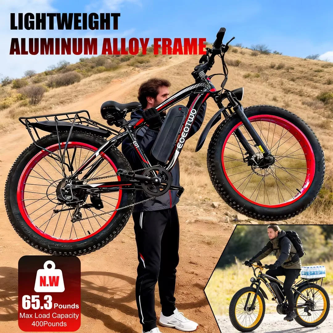 Vélo Électrique Adultes 1500W — Pneus Larges 26 Pouces 34 mph 60 Miles UL2849