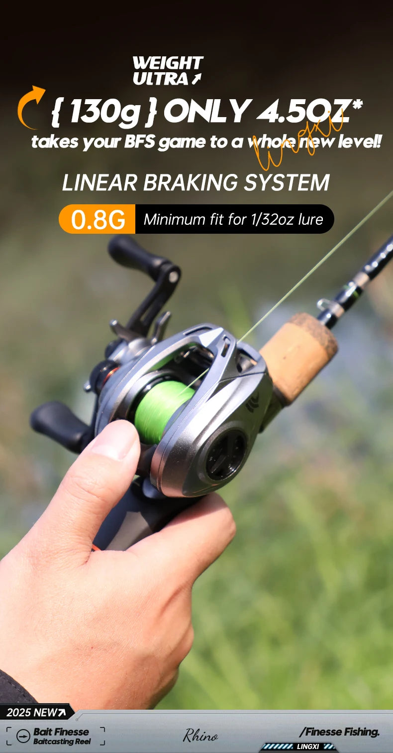 ANATONO-Moulinet de pêche ultraléger Silver bal 37Baitcasting, moulinet à élasticité, eau salée, rapport d'engrenage 130: 1, 8 + 1BB, 6kg, 7.0g