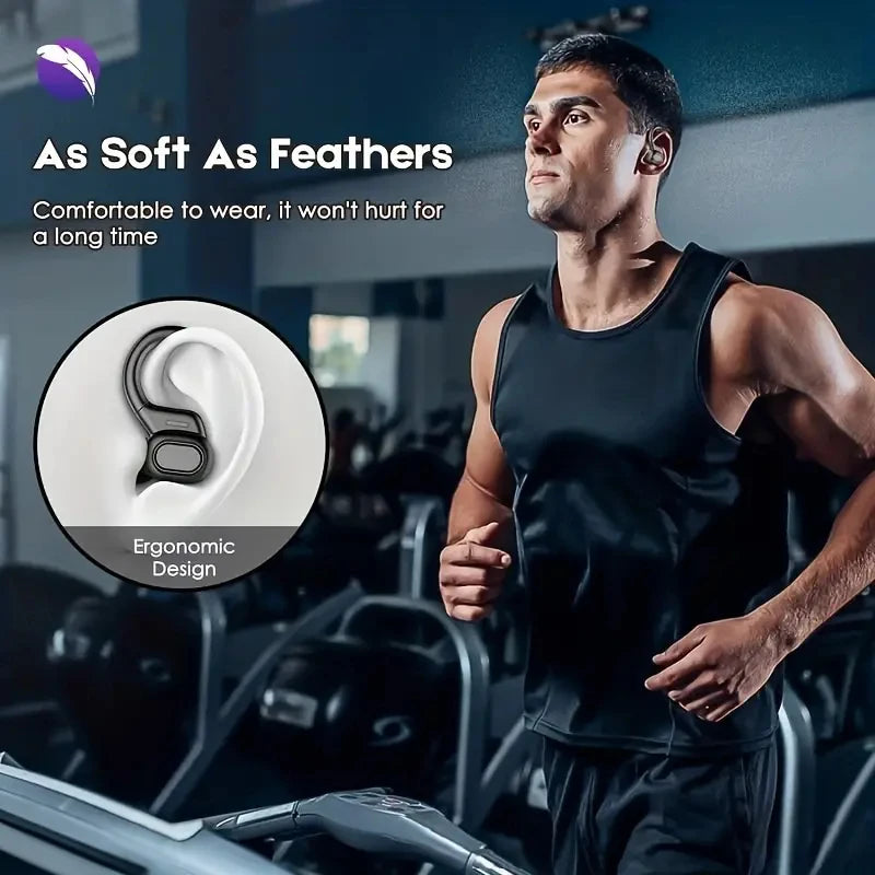 Shuke Waterproof Bluetooth Earphones with Microphone, Wireless Headphones, Sport Ear Hook, Headset, 9D Hifi Stereo Sound