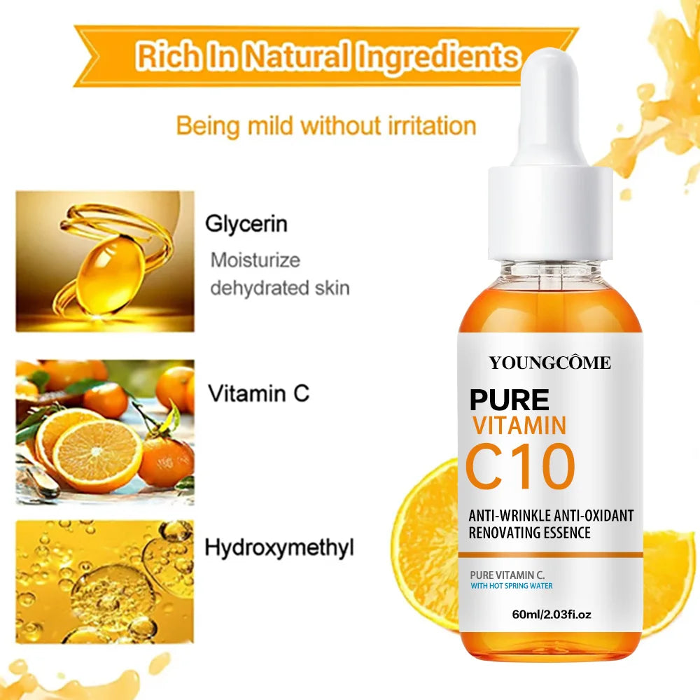 Vitamine C Essence Visage — Acide Hyaluronique, Éclaircissant & Anti-Âge