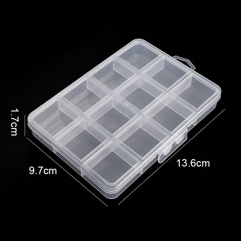Contenedor de almacenamiento transparente, joyero, caja de almacenamiento de plástico transparente, organizador de almacenamiento de pendientes vacío, vitrina para cuentas
