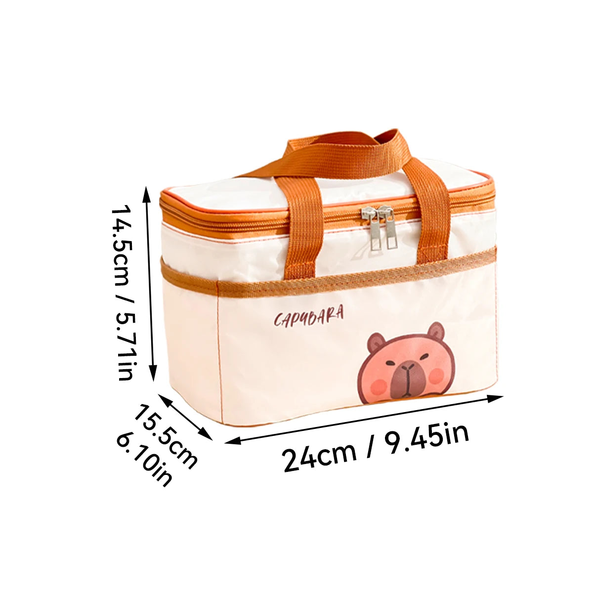 Fiambrera térmica de capibara bonito para estudiantes y niños, bolsa térmica portátil de gran capacidad a prueba de fugas para alimentos, nevera reutilizable para picnic