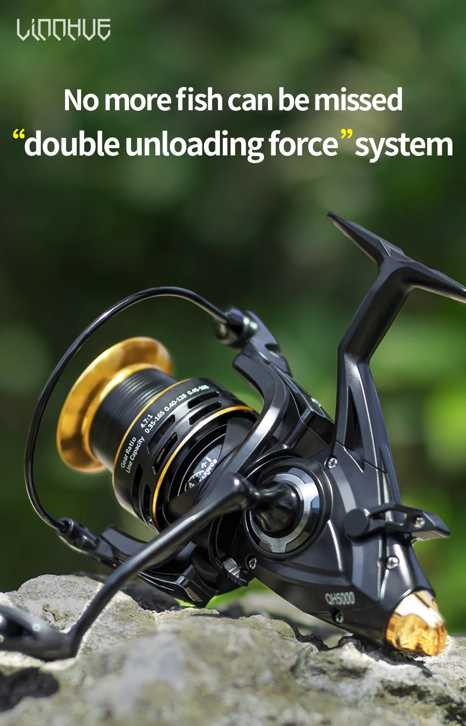 LINNHUE moulinet de pêche à la carpe moulinet QH3000-9000 fort Double traînée 20kg Carretilha Pesca moulinet de mer pêche bobine de rechange gratuite