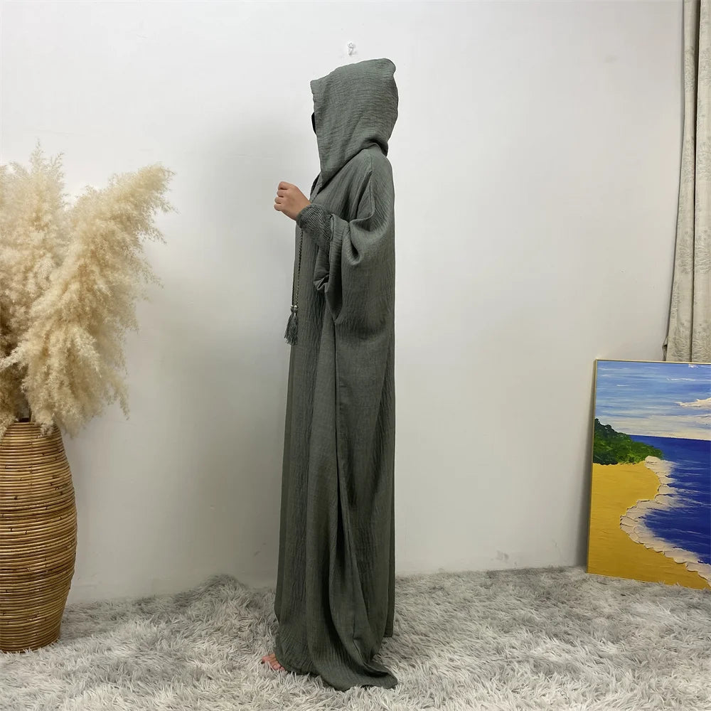 Femmes 12 couleurs Abayas musulman Ramadan vêtements de prière avec capuche Jalaba solide décontracté manches chauve-souris Robe arabe Eid Djellab