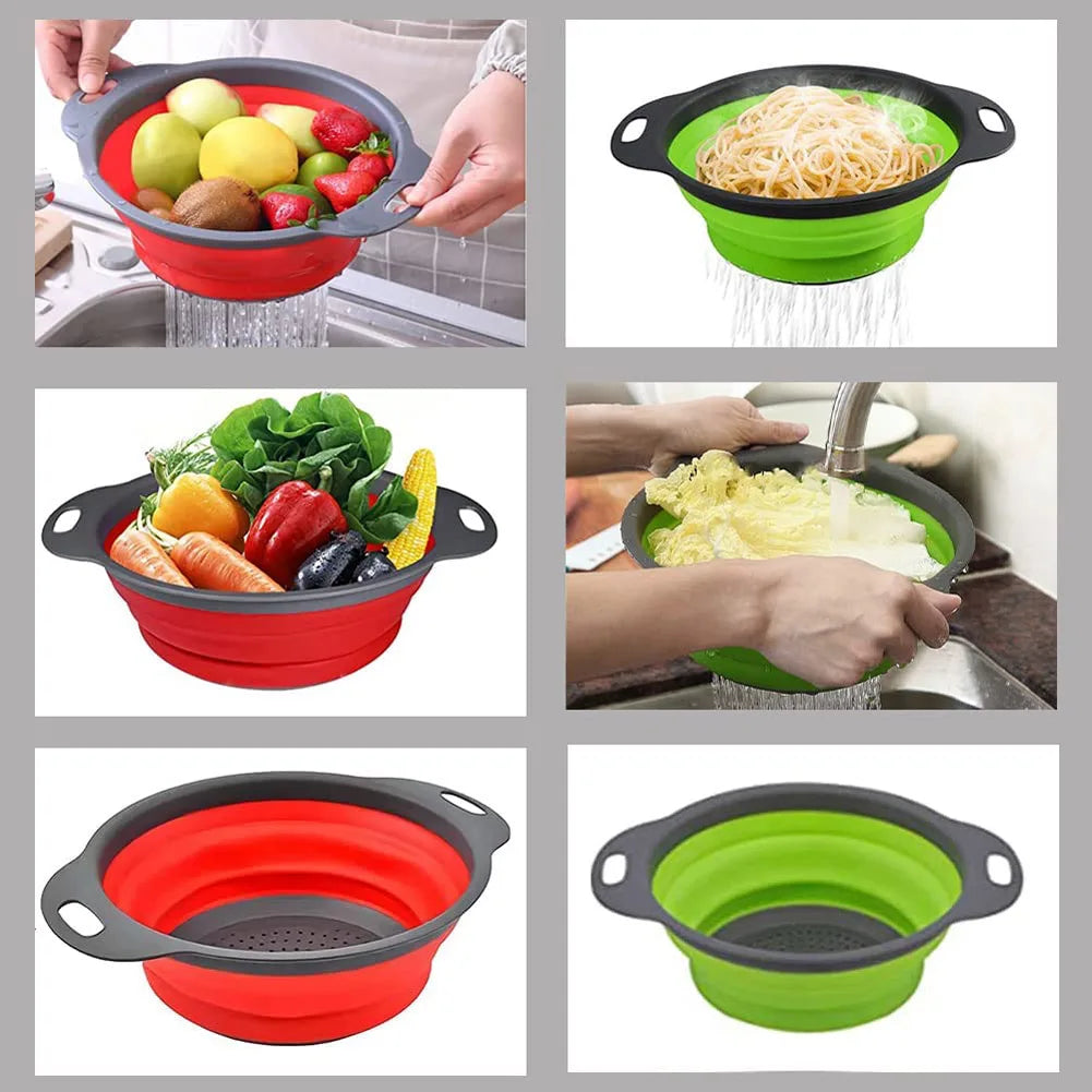 Panier de vidange pliant en Silicone, panier de lavage de fruits et légumes, passoire pliable, égouttoir pliable, outil de rangement de cuisine