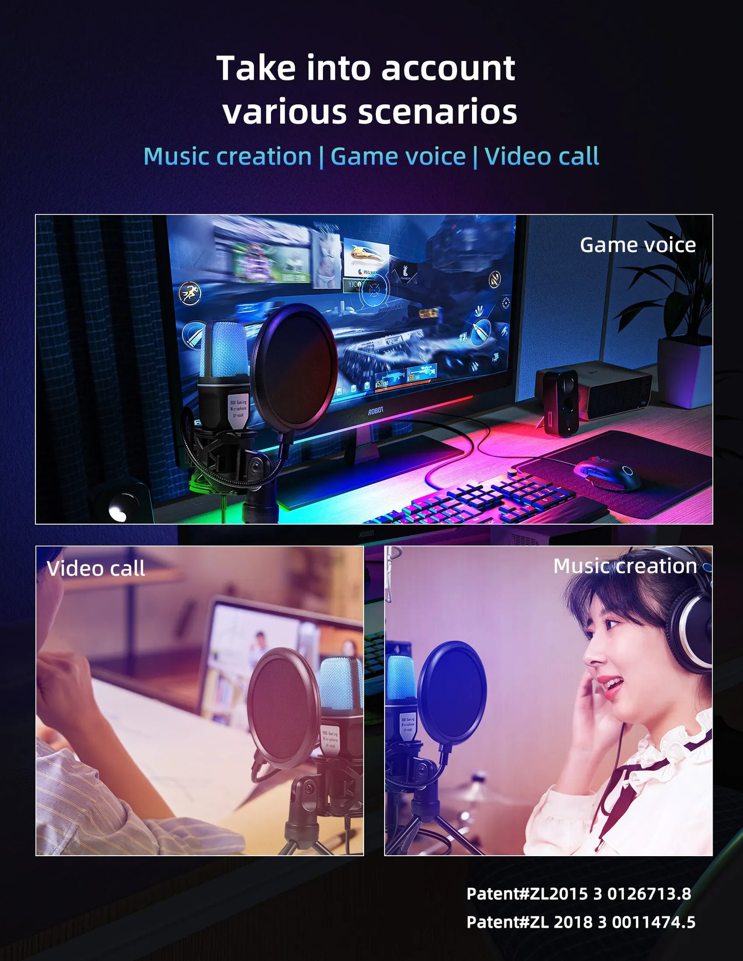 Microphone USB à condensateur pour gaming et podcast – Micro filaire pour PC, streaming et karaoké