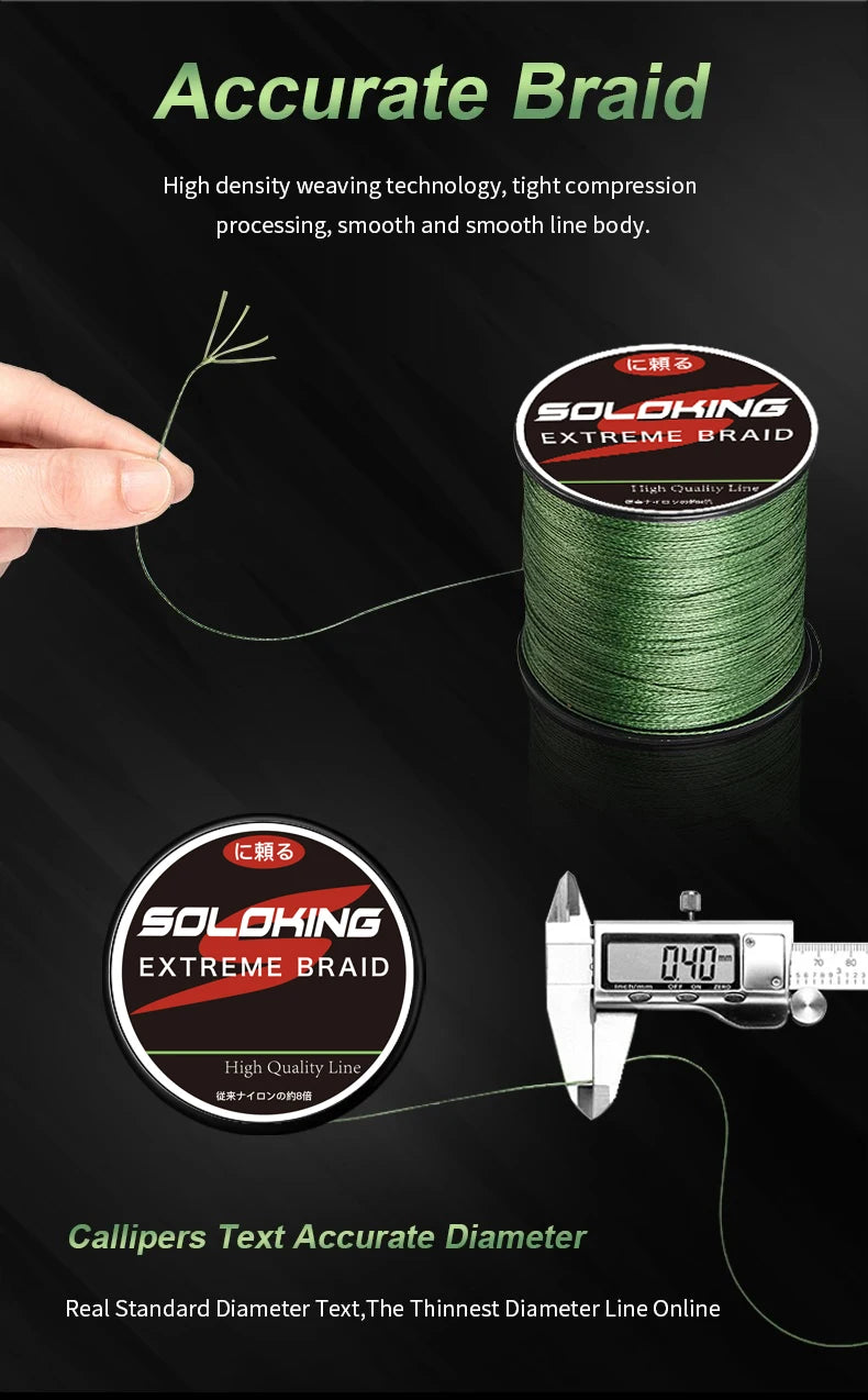 SOLOKING 300M PE tressé ligne de pêche 10LB-80LB Super fort japonais Multifilament mer ligne de pêche carpe truite bar ligne