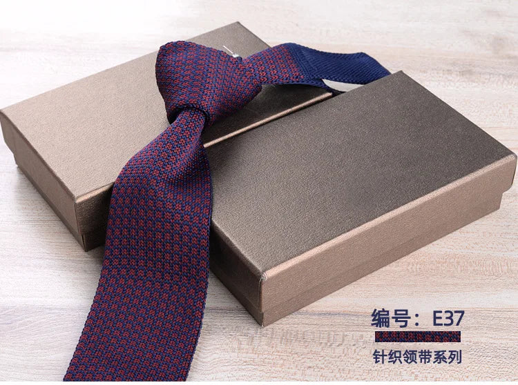 Corbatas de punto retro con rayas para hombres, estilo británico informal, formal de negocios, azul marino, rojo, marrón, corbatas hechas a mano, corbatín para esmoquin