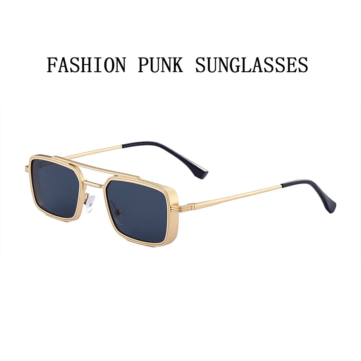 Lunettes de soleil carrées Steampunk hommes et femmes — punk, rétro, mode, vintage, 2025