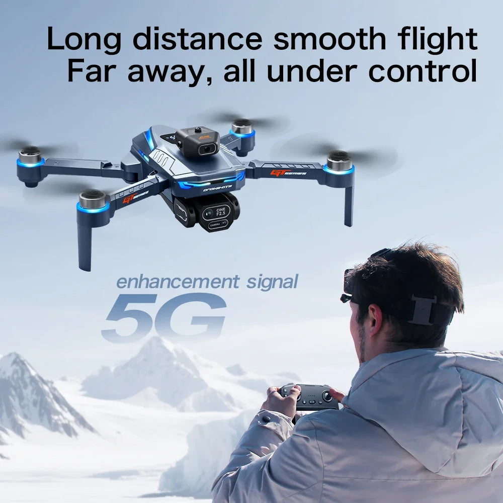 Drone GPS 8K professionnel — double caméra, moteur brushless, maintien d'altitude, quadricoptère pliable RC