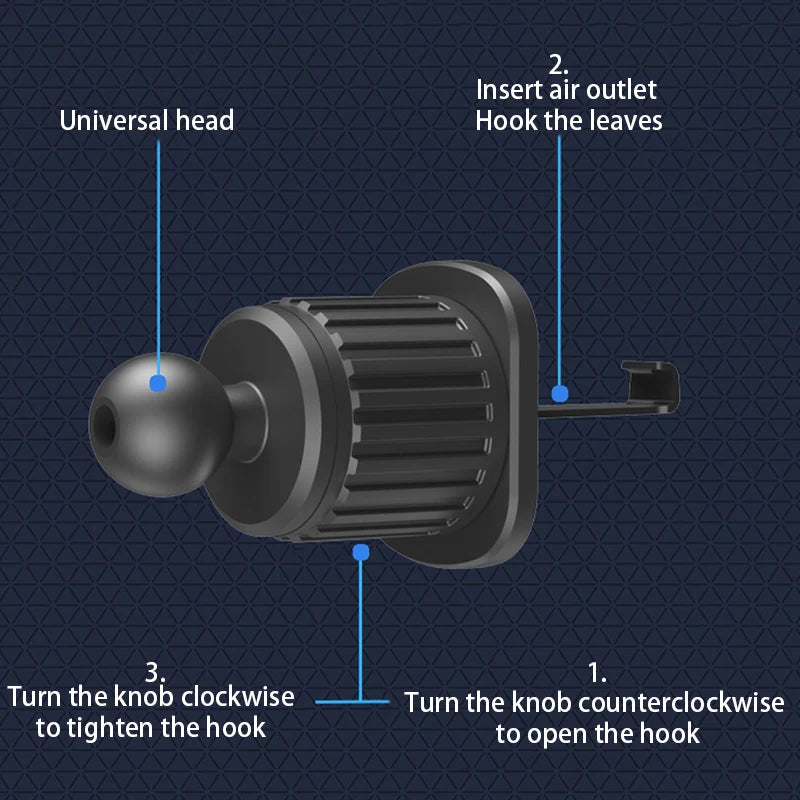 Support Téléphone Voiture Sortie Air Universel — Clip Fibre Intérieur Auto